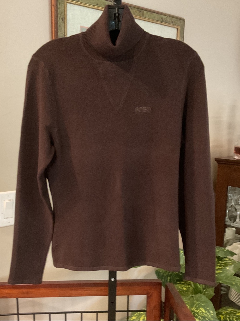BCBGMaxAzria - Women's Brown Turtleneck Sweater with Logo